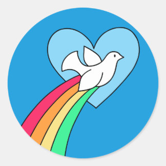Notebook Doodles Peace & Liebe Rainbow Dove Sticke Runder Aufkleber