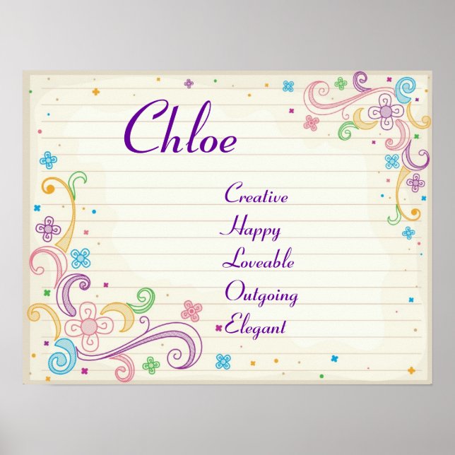 Notebook Doodles Teen Girl Name Printing Poster (Vorne)