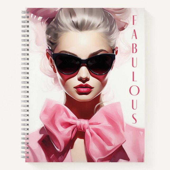 Notebook: Fashion Model Pink Bow Notizbuch (Vorderseite)