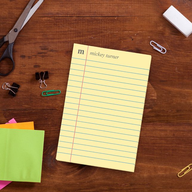 Notebook-Gelb Name und Anfangsbuchstaben hinzufüge Post-it Klebezettel (Von Creator hochgeladen)
