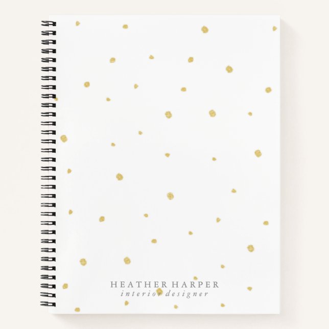 Notebook - Gold Dots White Notizbuch (Vorderseite)