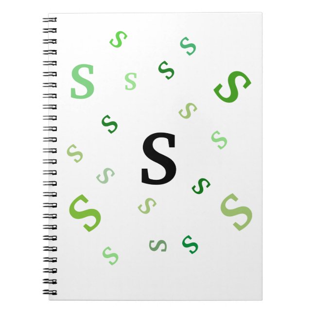 Notebook - Grün gestrichelte Buchstaben Notizblock (Vorderseite)