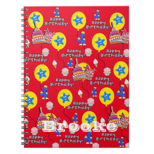 Notebook, Happy 4th Birthday Notes Red Notizblock
