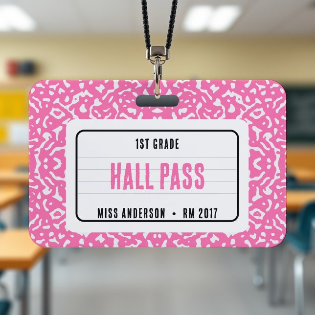 Notebook-Klassenhalle-Pass rosa Ausweis (Composition Notebook Classroom Hall Pass Pink Badge
)