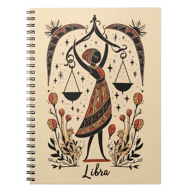 Notebook Libra Celestial Zodiac Art Notizblock (Vorderseite)