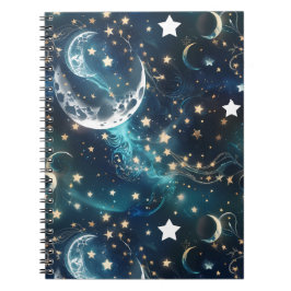Notebook – Luxury Icy Blue Celestial Moon Phases Notizblock