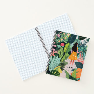 Notebook, Mädchen im Gartendesign Notizbuch