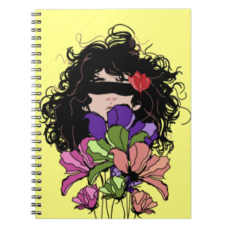 Notebook-Mädchen und Blume Notizblock