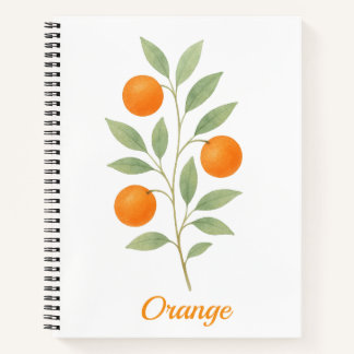 Notebook mit Aquarellorange-Zweig mit Blätter Notizbuch