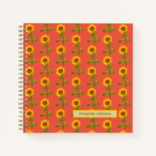 Notebook mit gelben Sonnenblumen Notizbuch