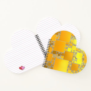 Notebook mit gelber und orangefarbener Herzform Notizbuch