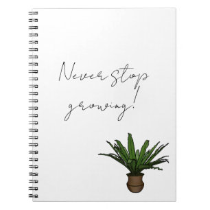 Notebook mit gepunkteter Pflanze "Stoppt nie zu wa Notizblock