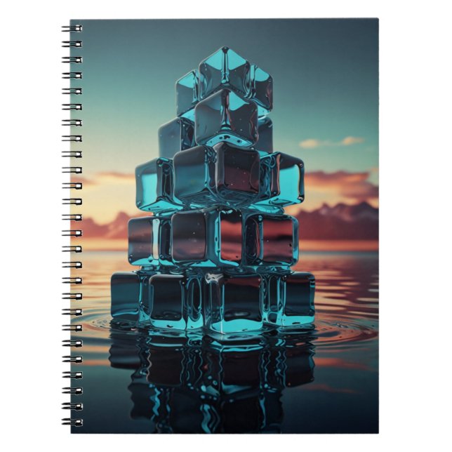 Notebook mit Glass Cube Pyramid - Ruhiger Sonnenun Notizblock (Vorderseite)
