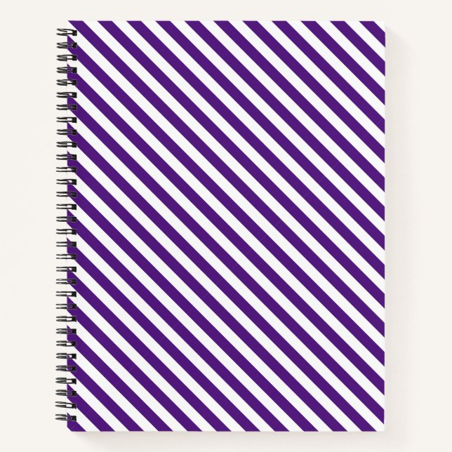 Notebook mit lila/weiß Streifen Notizbuch (Vorderseite)