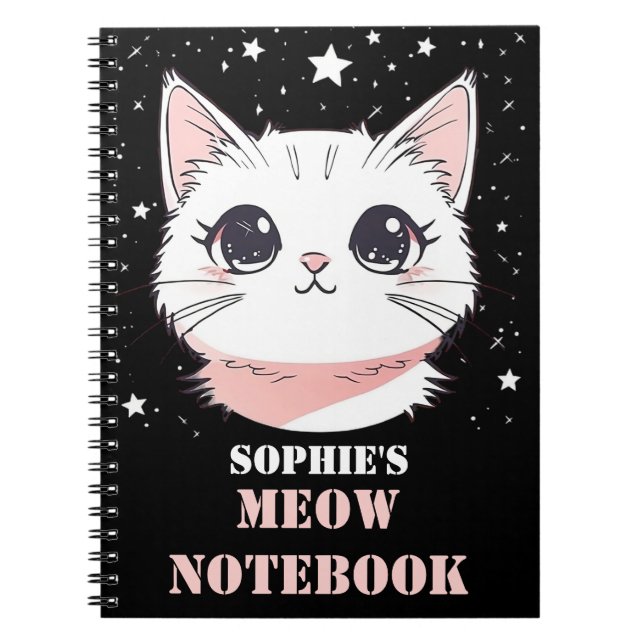 Notebook mit Niedlicher Chat Notizblock (Vorderseite)