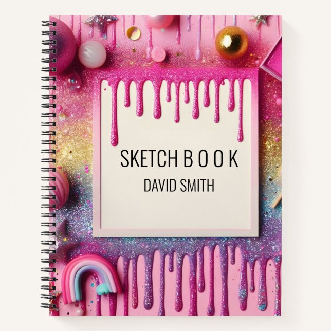 Notebook mit personalisierten Glitzer-Tropfen Notizbuch (Vorderseite)