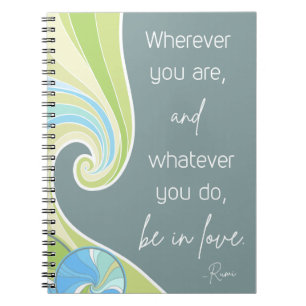 Notebook mit poetischem Zitat von Rumi Notizblock