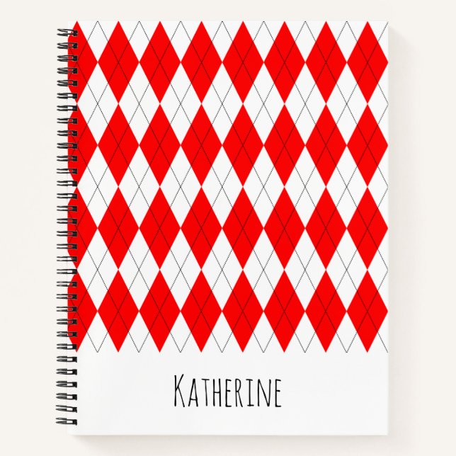 Notebook mit roter und weißer Raute Notizbuch (Vorderseite)