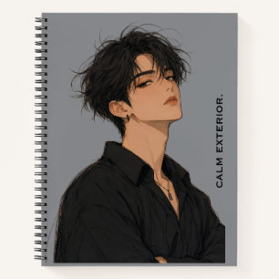 Notebook mit ruhiger Außenwirkung und Anime-Jungen Notizbuch