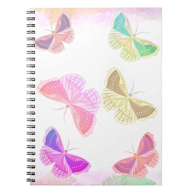 Notebook mit sechs verschiedenen Schmetterlingen Notizblock (Vorderseite)