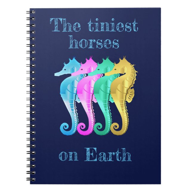 Notebook mit Seepferden aus Aqua/Rosa/Blau/Gold Notizblock (Vorderseite)