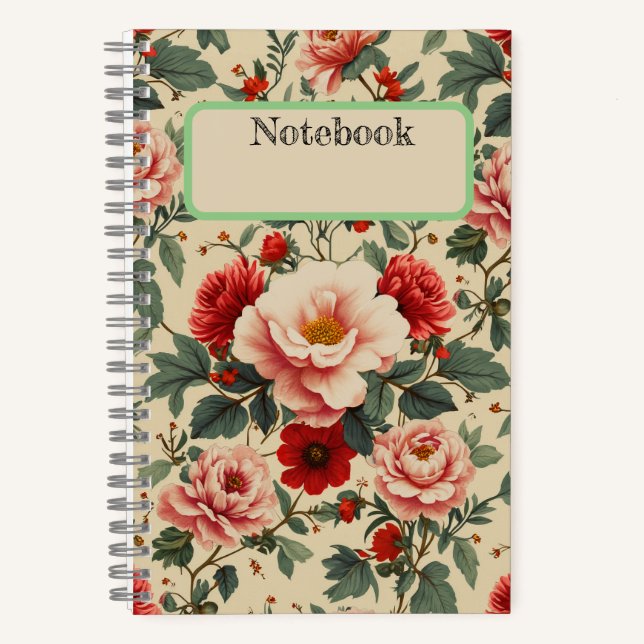 Notebook mit Vintager Blume Notizbuch (Vorderseite)