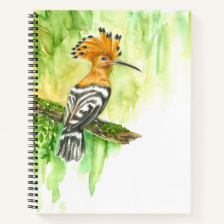Notebook mit Watercolor Hoopoe Notizbuch