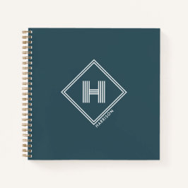Notebook | Modern Geometric Monogram Initial Notizbuch
