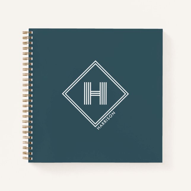 Notebook | Modern Geometric Monogram Initial Notizbuch (Vorderseite)