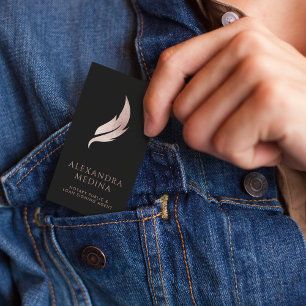 Notebook-Notar Chic Rose Gold Feather Quill-Logo Visitenkarte