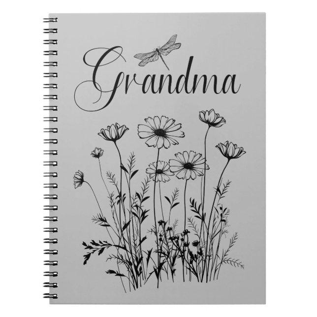 Notebook: Oma Wildblume Dragonfly Notizblock (Vorderseite)