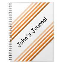 Notebook - orange Diagonal Streifen und Name