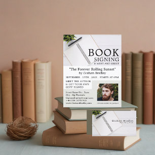 Notebook & Pen, Writers Book Signing Advertising Flyer