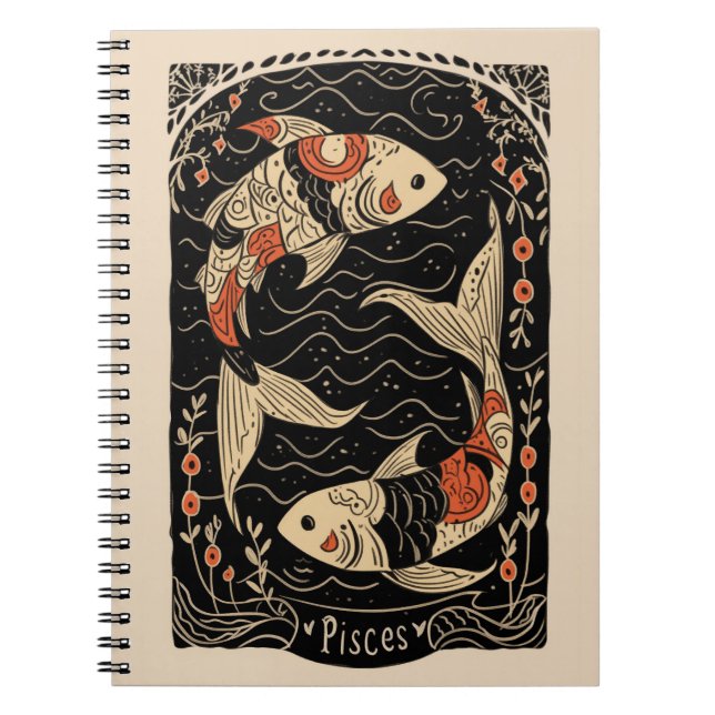 Notebook Pisces Celestial Zodiac Art Notizblock (Vorderseite)