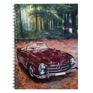 Notebook Retro Vintag Burgundy Car Malerei Notizblock