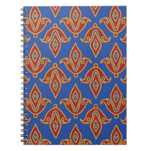 Notebook, Rot, Blau, Gold Fleur de Lys Muster Notizblock