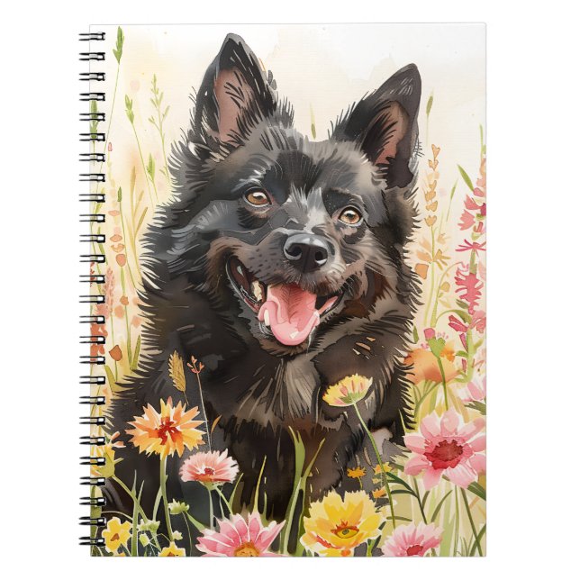 Notebook – Schipperke Watercolor Dog Journal Notizblock (Vorderseite)
