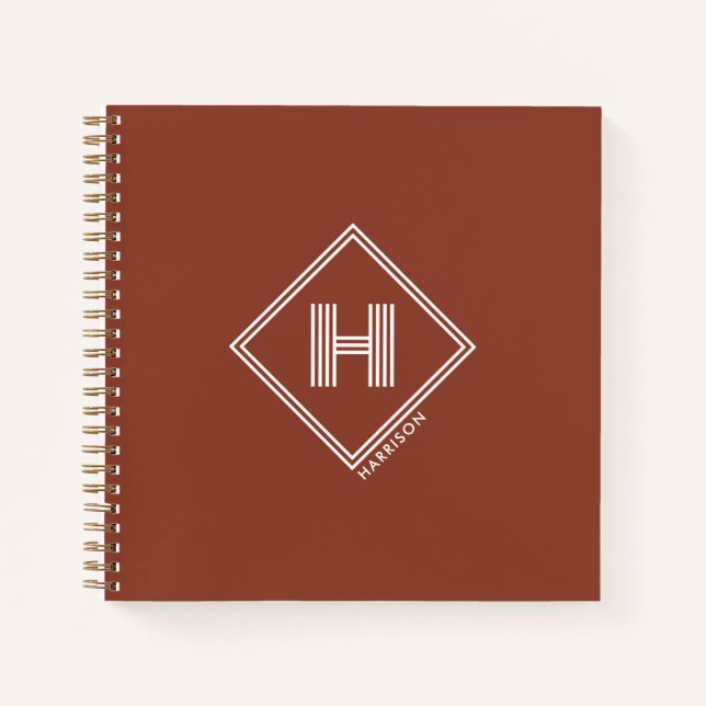 Notebook | Stylish Geometric Initial Monogram Notizbuch (Vorderseite)