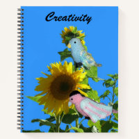 Notebook - Vögel auf Sonnenblumen