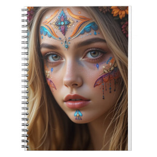 Notebook with the face of a beautiful bohemian gir notizblock