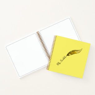 Notebook - Yellow Feather Pen Notizbuch