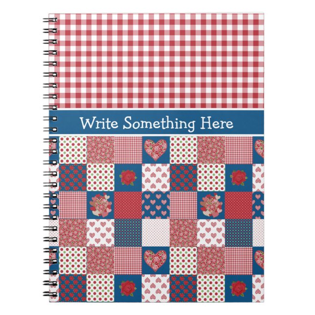 Notebook zu Personalisieren: Herz, Rose, Gingham Notizblock (Vorderseite)