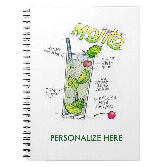 NOTEBOOKS - MOJITO RECIPE COCKTAIL ART NOTIZBLOCK (Vorderseite)