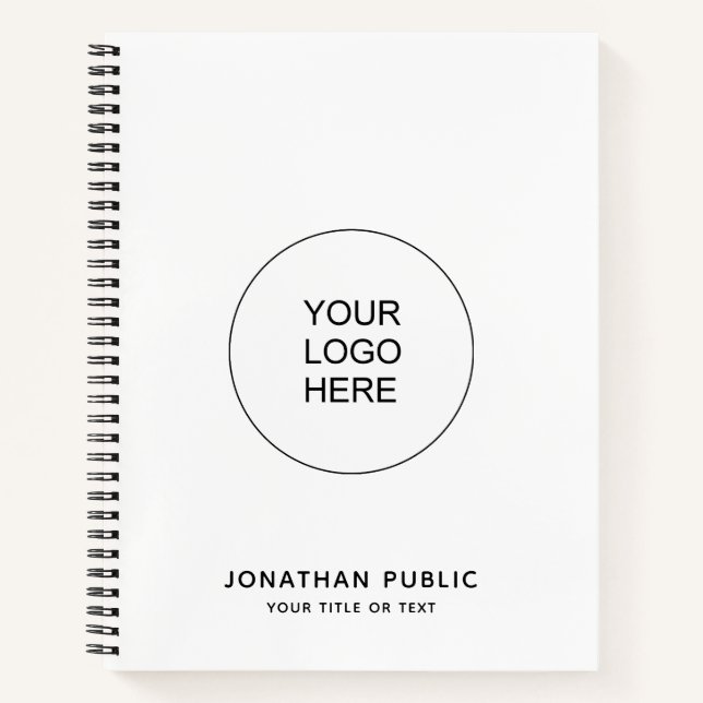 Notebooks Upload Company Logo Custom Text Name Notizbuch (Vorderseite)