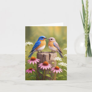 Notecard Bluebirds an einem Zaun