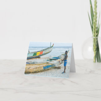 Notecard, Boy with Boat, Elfenbeinküste, Westafrik Karte