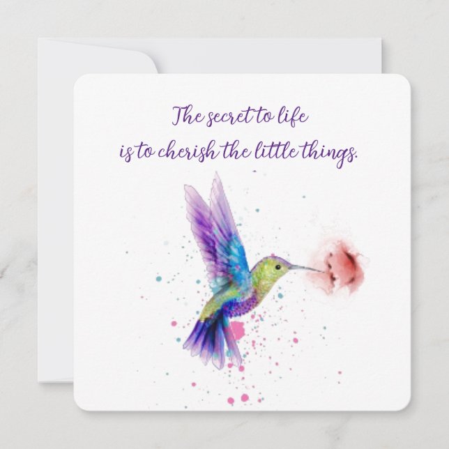 Notecard Hummingbird 5x5 Mitteilungskarte (Vorderseite)