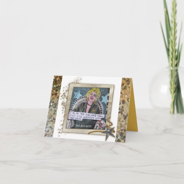 NOTECARD-I morgens AUF DER GIN TONIC-DIÄT Karte (Vorderseite)