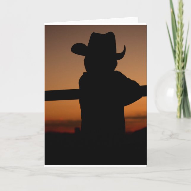 Notecard 'Lil Cowboy-Silhouette-Sonnenuntergang Karte (Vorderseite)