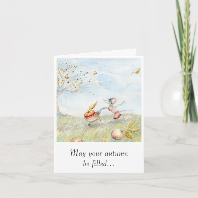 Notecard "Miss Mousie's Harvest" Dankeskarte (Vorderseite)